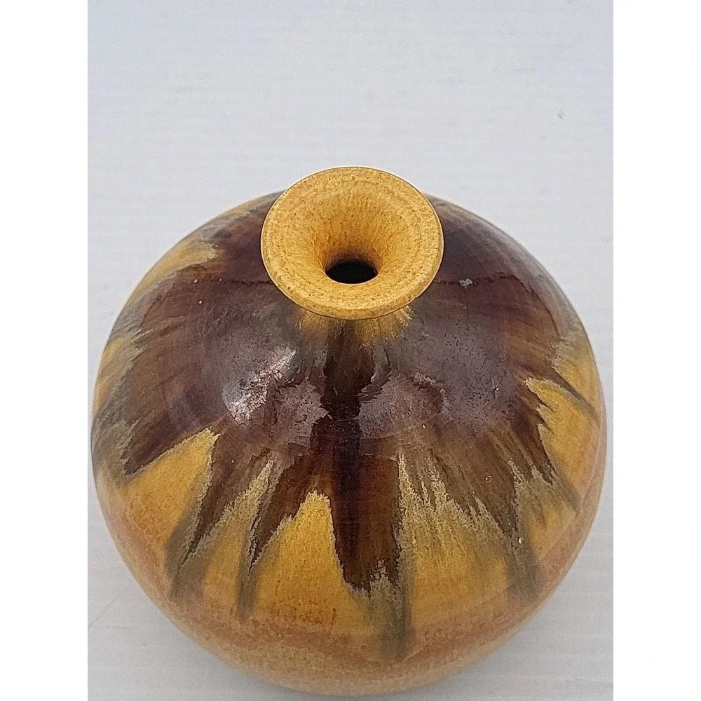 VTG‎ Joe Gafford Signed Studio Pottery Handmade Drip Glazed 4.5